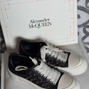 Alexander McQueen Black and White Studded Sneakers